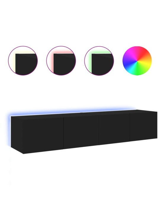 Nástěnné TV skříňky s LED osvětlením 2 ks černé 80 x 35 x 31 cm