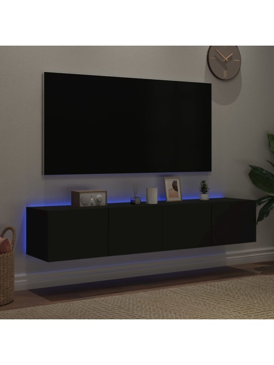 Nástěnné TV skříňky s LED osvětlením 2 ks černé 80 x 35 x 31 cm