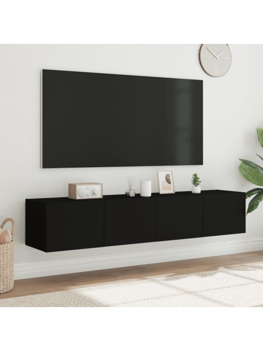 Nástěnné TV skříňky s LED osvětlením 2 ks černé 80 x 35 x 31 cm