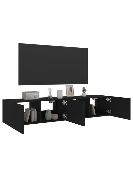 Nástěnné TV skříňky s LED osvětlením 2 ks černé 80 x 35 x 31 cm