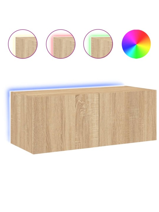 Nástěnná TV skříňka s LED osvětlením dub sonoma 80 x 35 x 31 cm
