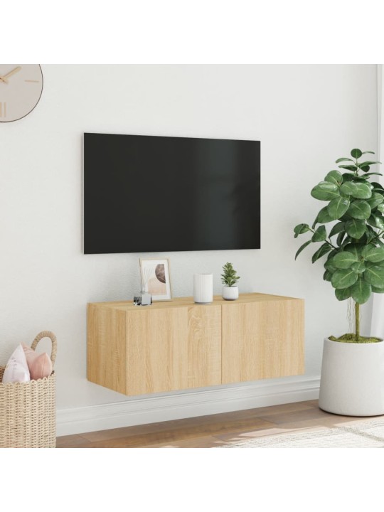 Nástěnná TV skříňka s LED osvětlením dub sonoma 80 x 35 x 31 cm