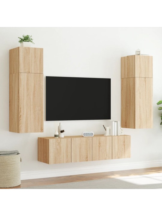 Nástěnná TV skříňka s LED osvětlením dub sonoma 80 x 35 x 31 cm