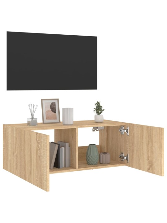 Nástěnná TV skříňka s LED osvětlením dub sonoma 80 x 35 x 31 cm