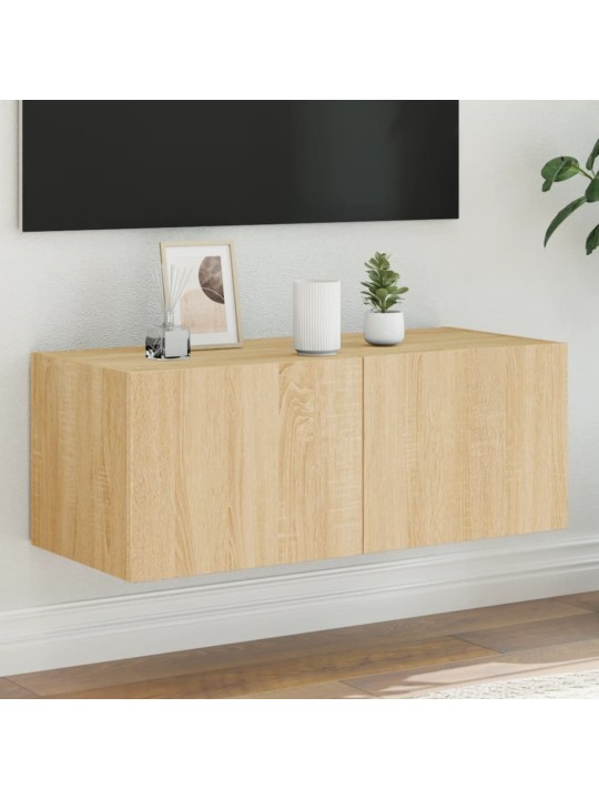 Nástěnná TV skříňka s LED osvětlením dub sonoma 80 x 35 x 31 cm