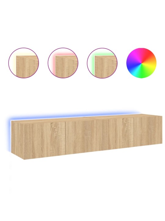 Nástěnné TV skříňky s LED osvětlením 2 ks dub sonoma 80x35x31cm