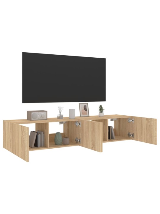 Nástěnné TV skříňky s LED osvětlením 2 ks dub sonoma 80x35x31cm