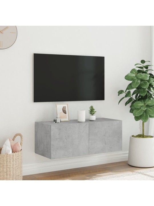 Nástěnná TV skříňka s LED osvětlením betonově šedá 80x35x31 cm