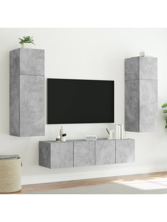 Nástěnná TV skříňka s LED osvětlením betonově šedá 80x35x31 cm