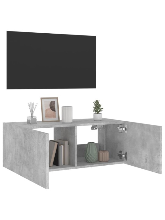 Nástěnná TV skříňka s LED osvětlením betonově šedá 80x35x31 cm
