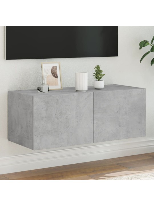 Nástěnná TV skříňka s LED osvětlením betonově šedá 80x35x31 cm