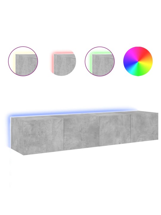Nástěnné TV skříňky s LED 2 ks betonově šedé 80 x 35 x 31 cm