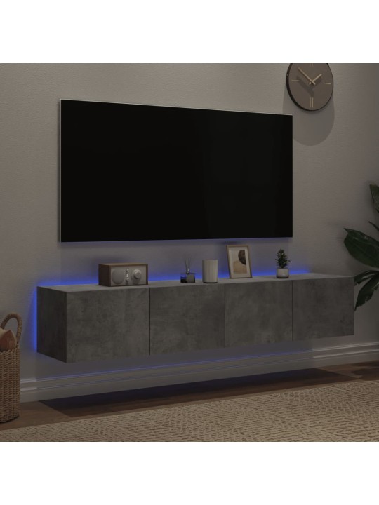 Nástěnné TV skříňky s LED 2 ks betonově šedé 80 x 35 x 31 cm