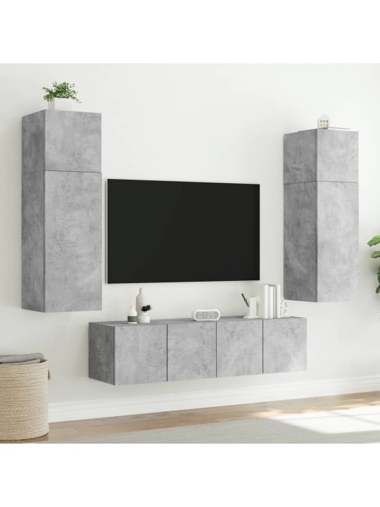 Nástěnné TV skříňky s LED 2 ks betonově šedé 80 x 35 x 31 cm