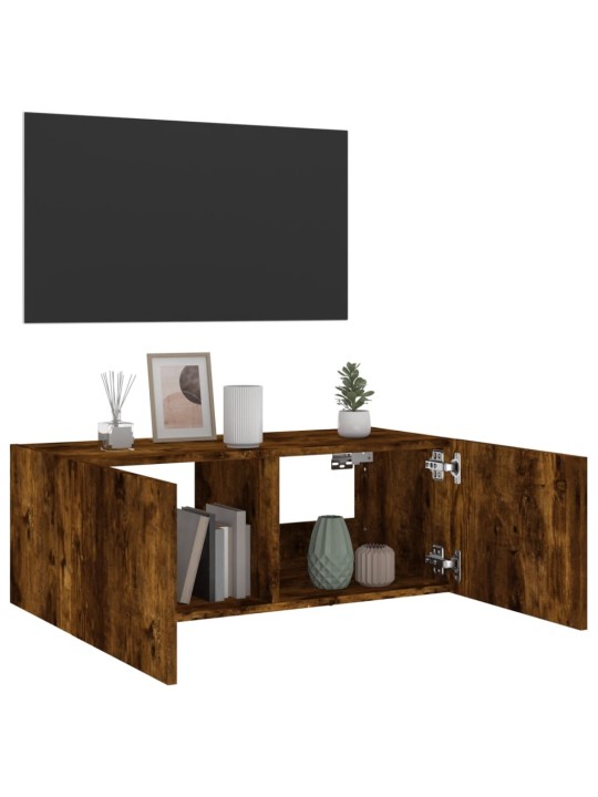 Nástěnná TV skříňka s LED osvětlením kouřový dub 80x35x31 cm