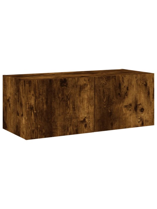 Nástěnná TV skříňka s LED osvětlením kouřový dub 80x35x31 cm
