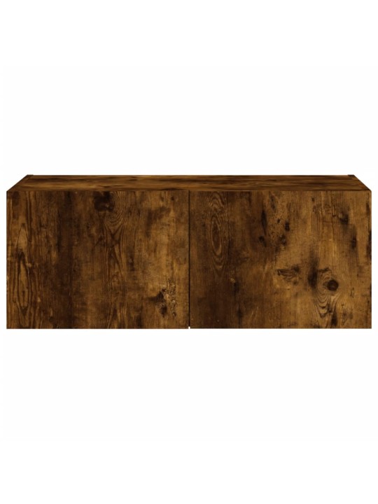 Nástěnná TV skříňka s LED osvětlením kouřový dub 80x35x31 cm