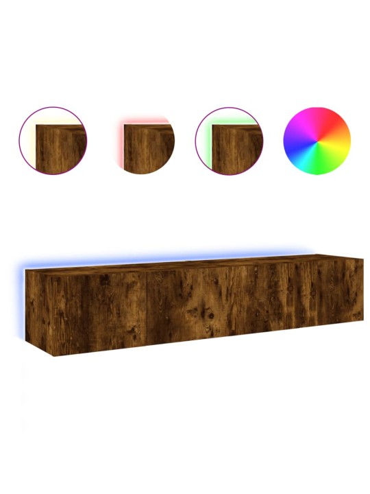 Nástěnné TV skříňky s LED 2 ks kouřový dub 80 x 35 x 31 cm