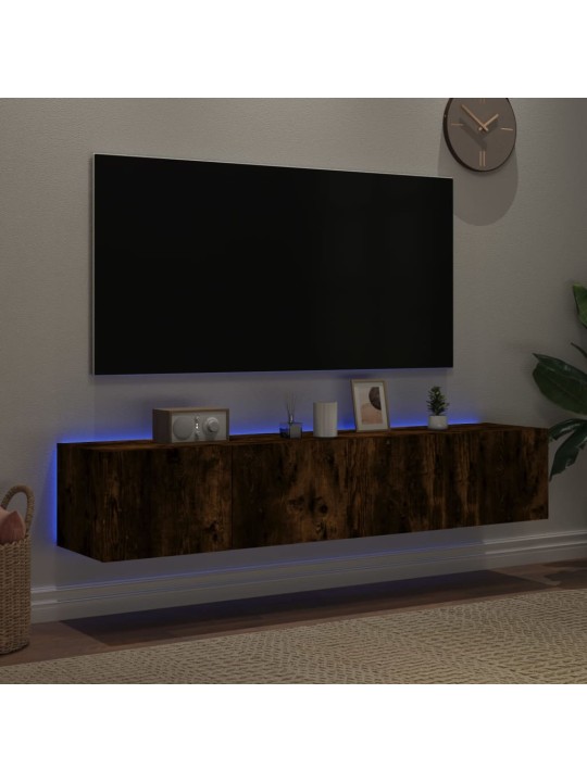 Nástěnné TV skříňky s LED 2 ks kouřový dub 80 x 35 x 31 cm