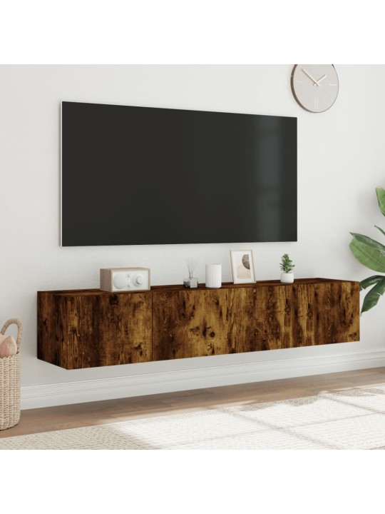 Nástěnné TV skříňky s LED 2 ks kouřový dub 80 x 35 x 31 cm