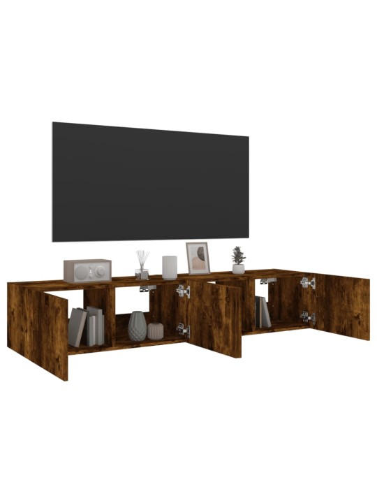 Nástěnné TV skříňky s LED 2 ks kouřový dub 80 x 35 x 31 cm