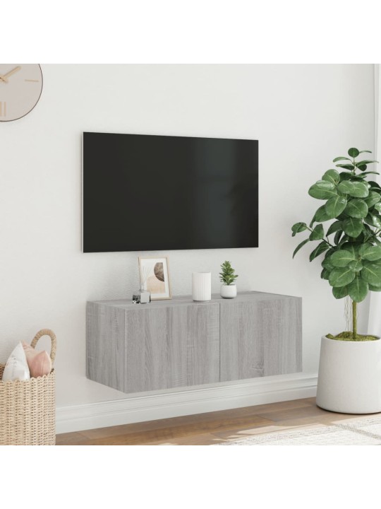 Nástěnná TV skříňka s LED osvětlením šedá sonoma 80x35x31 cm