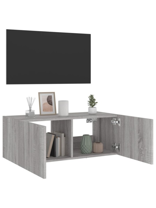 Nástěnná TV skříňka s LED osvětlením šedá sonoma 80x35x31 cm