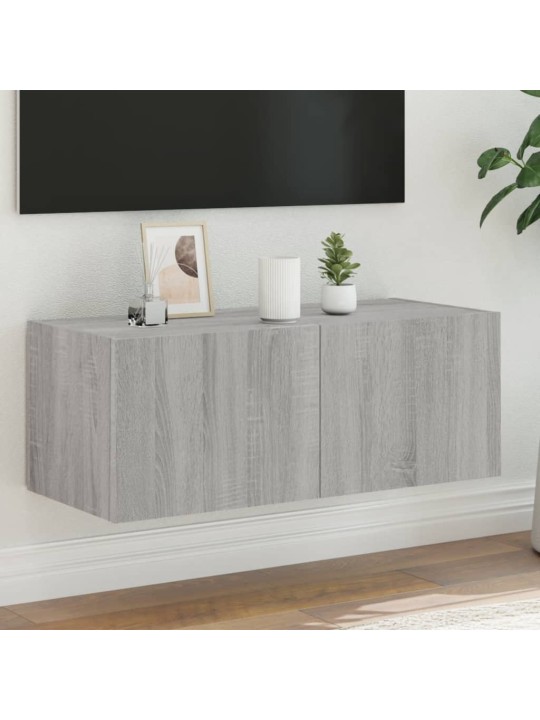 Nástěnná TV skříňka s LED osvětlením šedá sonoma 80x35x31 cm