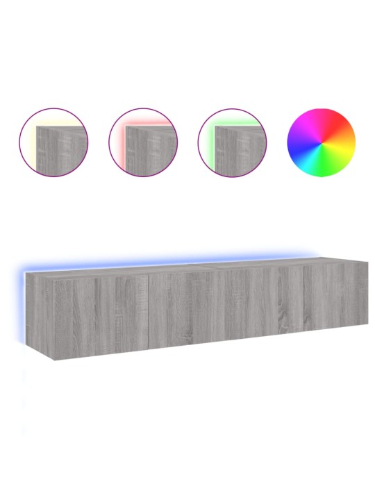 Nástěnné TV skříňky s LED 2 ks šedé sonoma 80 x 35 x 31 cm