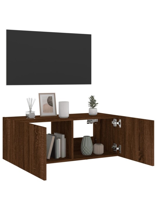 Nástěnná TV skříňka s LED osvětlením hnědý dub 80 x 35 x 31 cm