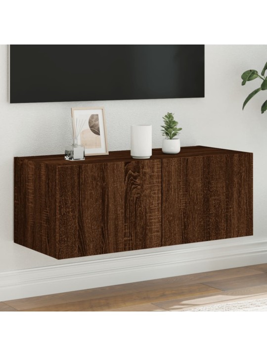 Nástěnná TV skříňka s LED osvětlením hnědý dub 80 x 35 x 31 cm