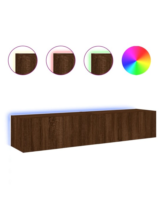Nástěnné TV skříňky s LED osvětlením 2 ks hnědý dub 80x35x31 cm