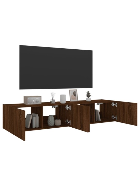 Nástěnné TV skříňky s LED osvětlením 2 ks hnědý dub 80x35x31 cm