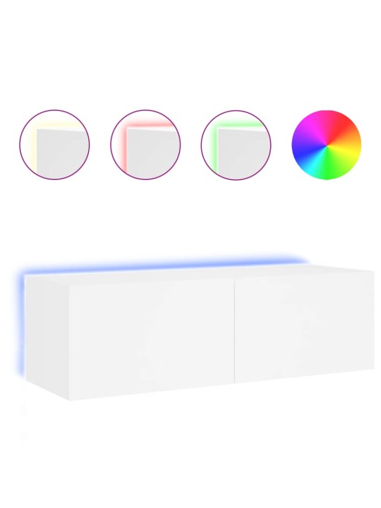 Nástěnná TV skříňka s LED osvětlením bílá 100 x 35 x 31 cm