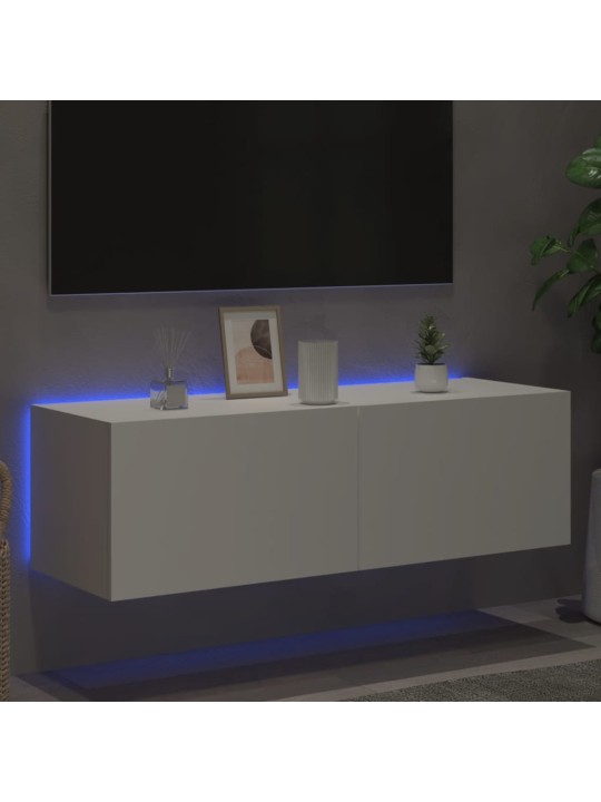 Nástěnná TV skříňka s LED osvětlením bílá 100 x 35 x 31 cm