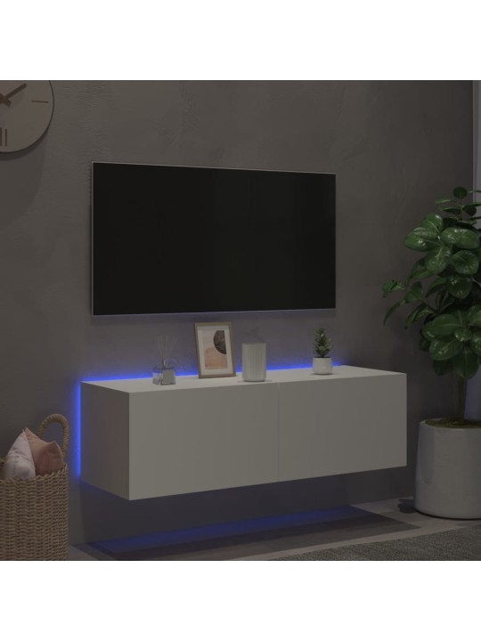 Nástěnná TV skříňka s LED osvětlením bílá 100 x 35 x 31 cm