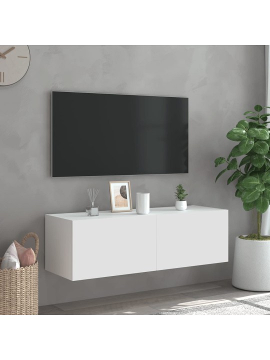 Nástěnná TV skříňka s LED osvětlením bílá 100 x 35 x 31 cm