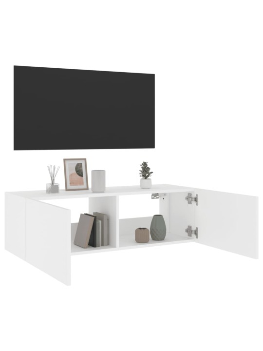 Nástěnná TV skříňka s LED osvětlením bílá 100 x 35 x 31 cm