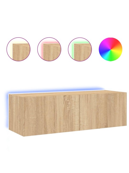 Nástěnná TV skříňka s LED osvětlením dub sonoma 100x35x31 cm