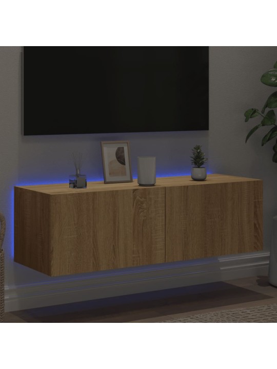 Nástěnná TV skříňka s LED osvětlením dub sonoma 100x35x31 cm