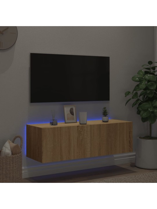 Nástěnná TV skříňka s LED osvětlením dub sonoma 100x35x31 cm