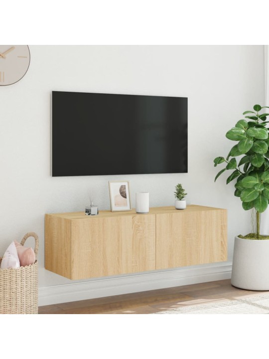 Nástěnná TV skříňka s LED osvětlením dub sonoma 100x35x31 cm