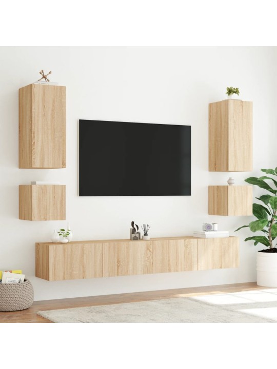 Nástěnná TV skříňka s LED osvětlením dub sonoma 100x35x31 cm