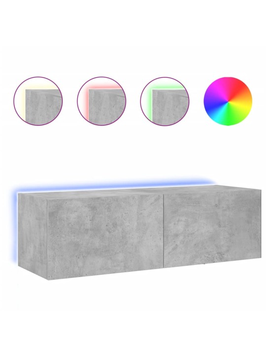 Nástěnná TV skříňka s LED osvětlením betonově šedá 100x35x31 cm