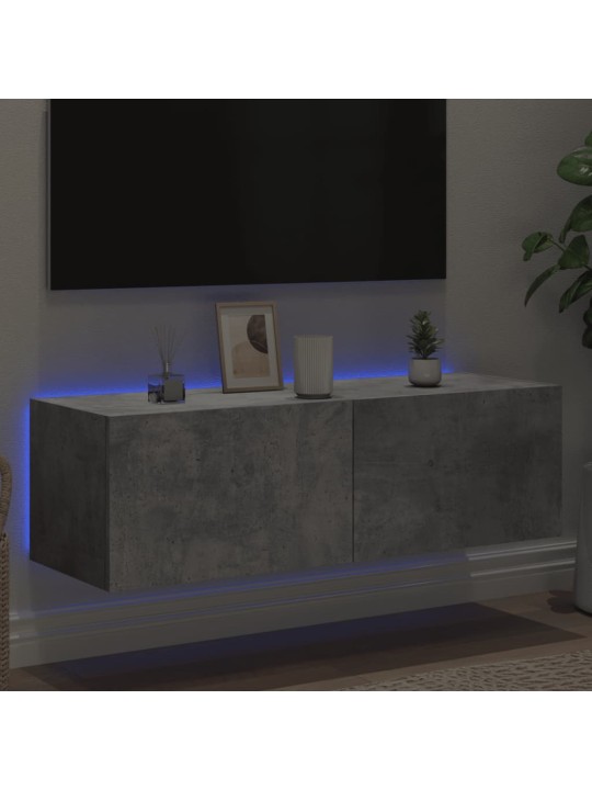 Nástěnná TV skříňka s LED osvětlením betonově šedá 100x35x31 cm