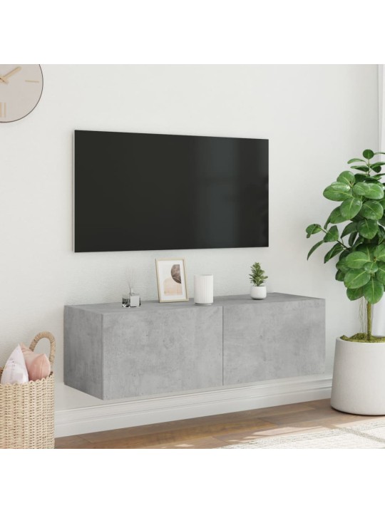 Nástěnná TV skříňka s LED osvětlením betonově šedá 100x35x31 cm