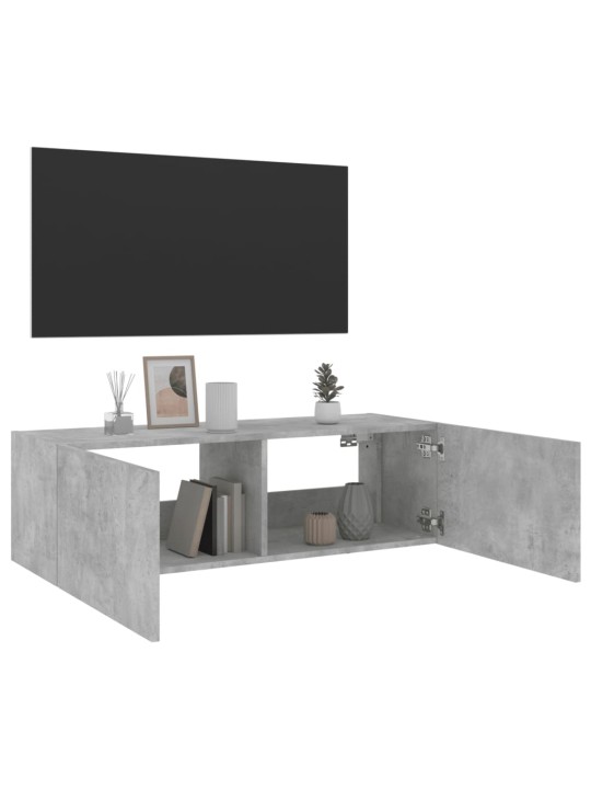 Nástěnná TV skříňka s LED osvětlením betonově šedá 100x35x31 cm