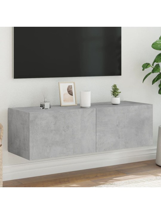 Nástěnná TV skříňka s LED osvětlením betonově šedá 100x35x31 cm
