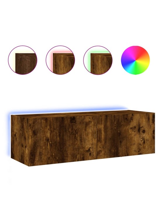 Nástěnná TV skříňka s LED osvětlením kouřový dub 100x35x31 cm