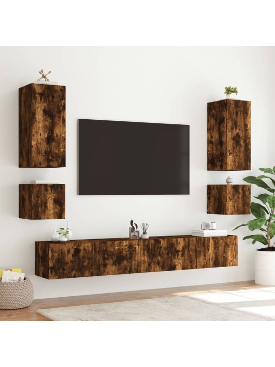 Nástěnná TV skříňka s LED osvětlením kouřový dub 100x35x31 cm